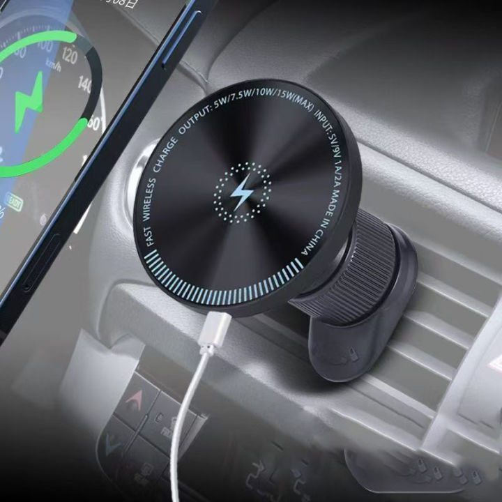 UYUXIO 15W Fast Charging Magnetic Wireless Car Charger Air Vent Car Mount Phone Holder for iPhone 17 16 15 14 13 Pro Max 12