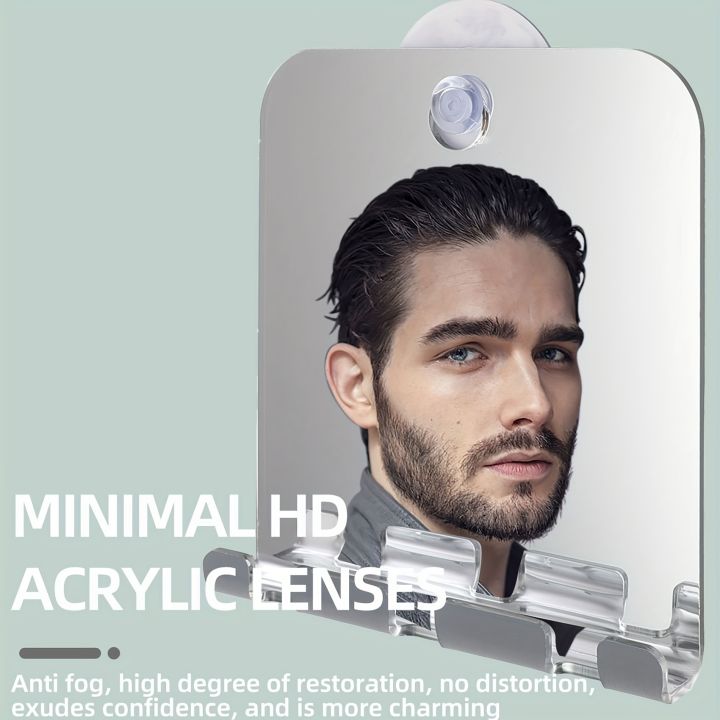Portable handheld fog free mirror, shower mirror Shaving fog free bathroom mirror, Makeup beard beauty and travel rectangle