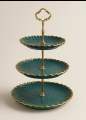 Ceramic 3 tier embossed cake, cupcakes, tea snacks dish stand. 