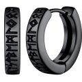 Stainless Steel Norwegian Viking Rune Hoop Earrings For Men Woman Unisex 12 Mm Huggie Hoop Religious Earring Jewelry.
