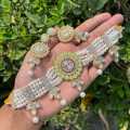 Double layer pearl chain choker set for women. 