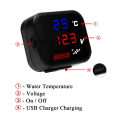 KOSO Water Temp Meter Voltmeter Gauge Motorcycle Phone USB Charger Charging 3 in 1 Waterproof LCD Digital Display. 