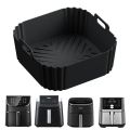 Silicone Air Fryer Baking Tray Square 5.5-6.2L Silicone Air Fryer Liners Heightened Reusable Air Fryer Basket.