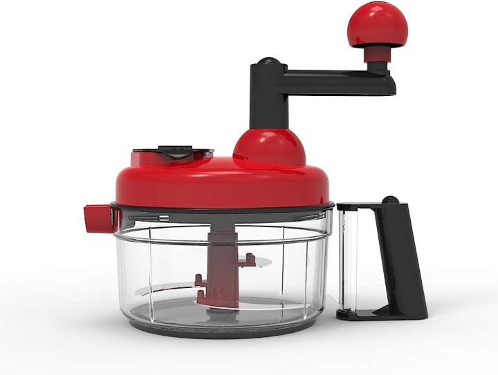Green Star Quick Hand Mixer/Blender, Onion Chopper Food Chopper - Hand Crank Food Processor With Egg Separator For Chopping Peppers, Vegetables, Nuts, Fruits, Salads, Red Manual chopper/Mixer Blender