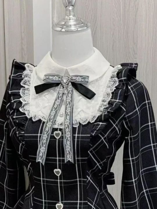 Japanese%20Kakaii%20Sweet%20Lace%20Patchwork%20Plaid%20Dress%20Women%20Fairy%20Grunge%20Ruffled%20Long%20Sleeve%20Dresses%20Y2k%20Aesthetic%20JK%20Lolita%20Vestidos%20-%20Image%204
