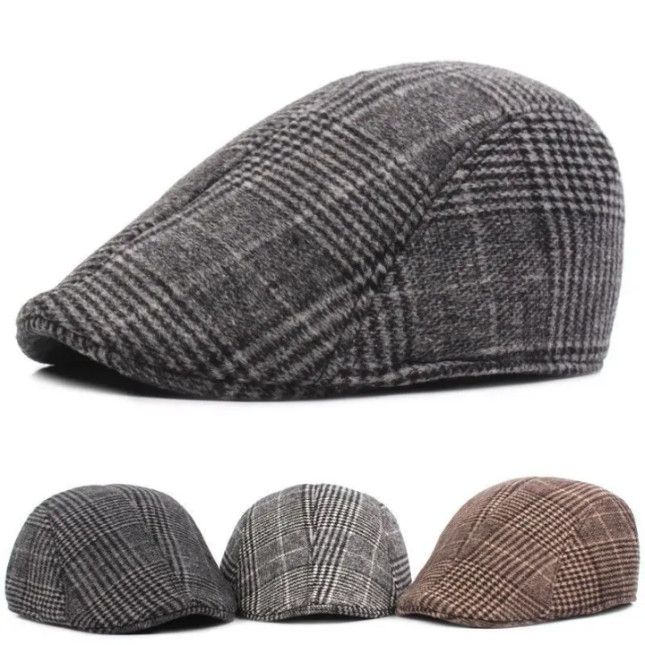 British%20Style%20Gentleman%20Golf%20Baseball%20Hat%20Wool%20Beret%20Cap%20Retro%20Newsboy%20Painters%20Plaid%20Check%20Printed%20Hat%20Waiter%20Cabbie%20Flat%20Visor%20-%20Image%205