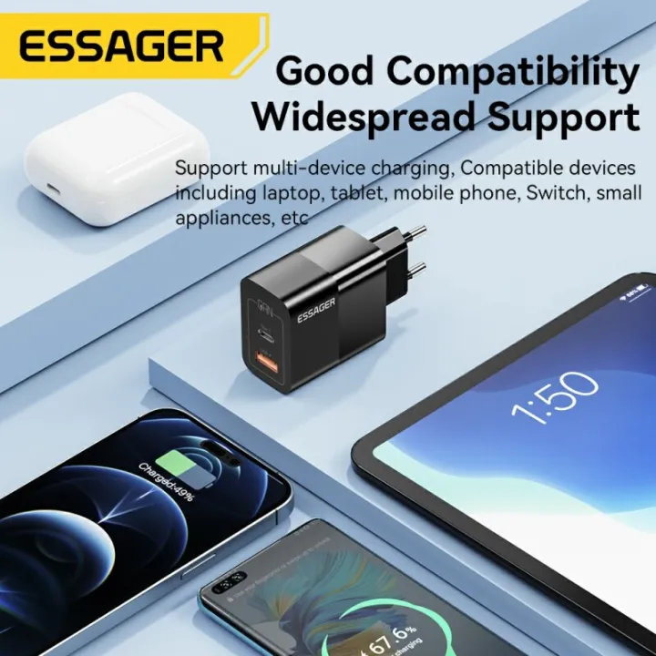 Essager%20USB%20C%20Charger%2033W%20GaN%20Type%20C%20PD%20Fast%20Charging%20For%20iPhone%2014%2013%2012%2011%20Pro%20Max%20XS%208%20P%20For%20iPad%20Pro%20Air%20iPad%20Mini%20-%20Image%204
