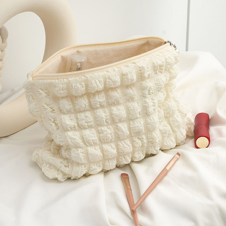 Travel Organizer Makeup Pouch  Portable Zipper Soft for Lady Girls Popular  Boho Reusable Bubble Cloth  Capacity