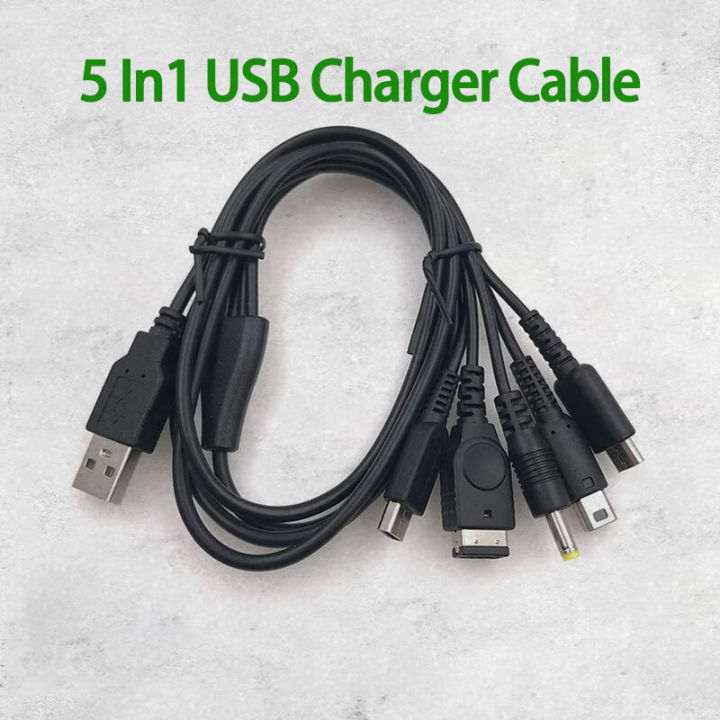 1PC Cable Fast Charging Cable 5 In 1 USB Game Charger Cord Wire For New 3DS XL NDS Lite NDSI LL WI I U GBA PSP