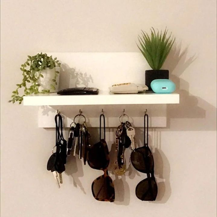 Key Holder for Home, Key Stand for Wall with Wall Decor Shelf, Key