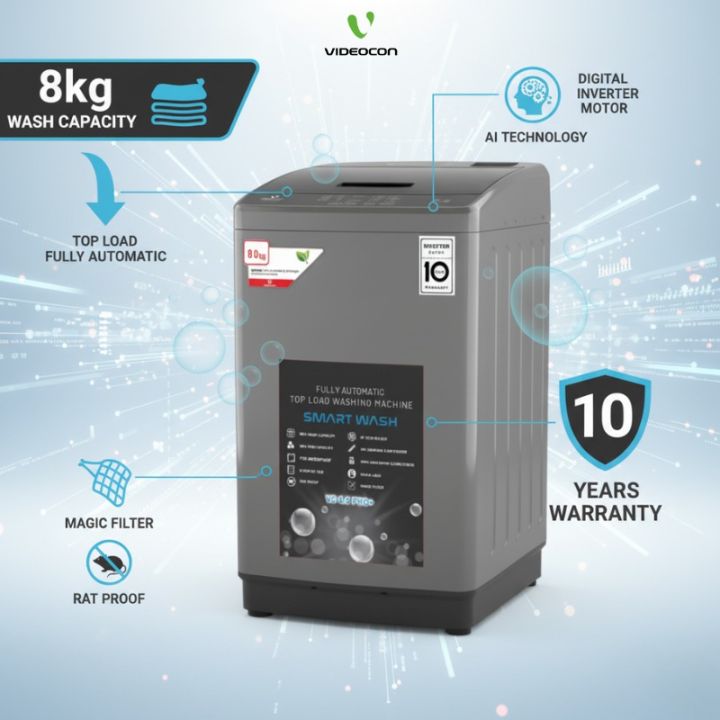 Videocon VD-8.0 PRO+ 8KG Fully Automatic Top Load Washing Machine