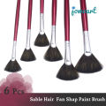 high-grade sable hair 6pcs/set fish tail fan shape Watercolor gouache acrylic paint pen artist oil painting brush art supplies. 