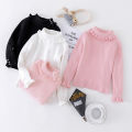 Girls Sweater Children Long Sleeve Jumper Winter Warm Knit New Baby Solid Colour High Neck Pullover Autumn Casual Sweet Bottom. 