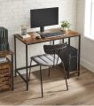 Computer Desk, Writing Desk with 2 Shelves on Left or Right, Work Table for Office Living Room, Steel Frame, Industrial, Rustic Brown and Black LWD046B01. 