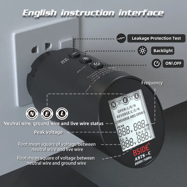 BSIDE%20Circuit%20Analyzer%20Professional%20Socket%20Tester%20Outlet%20Checker%20Electricista%20Polarity%20Phase%20Wiring%20Cable%20Status%20Check%20RCD%20Meter%20-%20Image%207