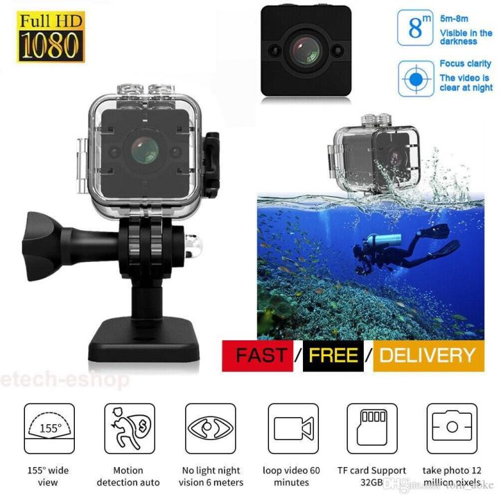 Sq12 Wide Angle Waterproof Mini Camera 1080p Hd