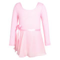 Long Sleeves Leotard for Girls Gymnastics Practice Clothes Ballet Tutu Dress Stage Dance Costume with Skirt. 