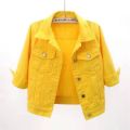 Women Denim Jacket Spring Autumn Short Coat Pink Jean Jackets Casual Tops Purple Yellow Purple Blue Loose Tops Lady Outerwear. 