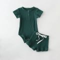 2Pcs Summer Baby Boy Clothing Sets Short Sleeve Bodysuit + Shorts Fashion Newborn Baby Clothes. 