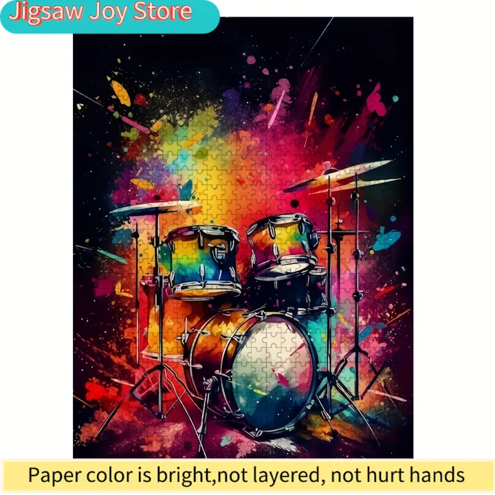 Wooden%20Jigsaw%20Puzzle%20for%20&%20Families%20-%20Colorful%20Drum%20Rhythm%20Design,%20Intermediate%20Challenge%20with%20Vibrant%20Splash%20Art,%20Portable%20&%20-%20Image%203