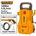 INGCO 1600W 140Bar High pressure washer With Pure copper 5m hose HPWR16008. 