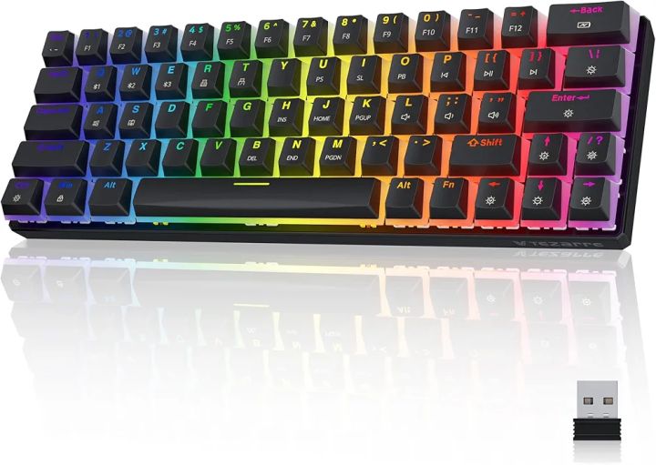 Tezarre TK63 Pro Wireless Keyboard Bluetooth/2.4G/USB Wired 60% Mechanical Gaming Keyboard RGB Backlit Hot-Swappable