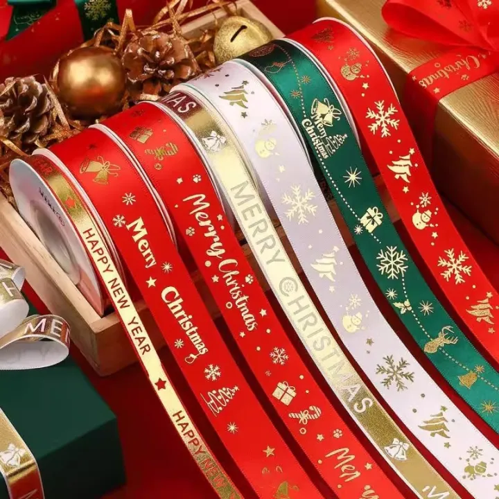 5M Christmas Ribbon Printed Christmas Polyester Ribbon For Handmade ...