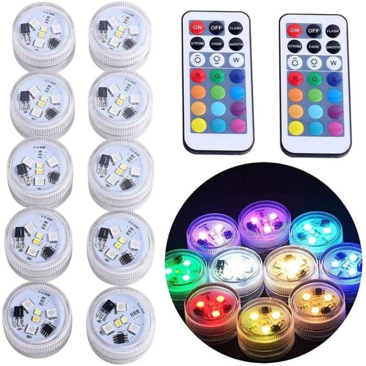 Battery Operated LED Underwater Lights Remote 16 Colors Submersible ...