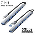 USB HUB Type C 3 0 USB-A Hub Splitter 7 Port USB3.0/2.0 With USB-C 5Gbps High Speed Data Transmission For PC Laptop Macbook. 