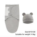 Baby Blanket Hat Set Cartoon Printed Cotton Newborn Swaddle Adjustable Infant Sleeping Swaddle Wraps All Seasons 0-6 Months. 