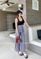 Mahaheng women's white long pants loose plaid trousers beautiful straight leg smooth waist soft Nice casual Korean fashion vintage. 