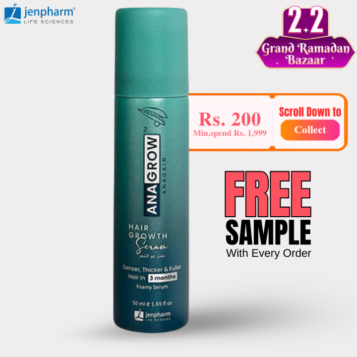 Jenpharm - Anagrow Hair Growth Foamy Serum 50ml | Restores Hair | Anti Hair fall