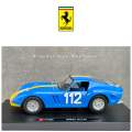 Ferrari 250 GTO 112 (Blue Lady) Racing Car 1/24 Scale Licensed Diecast Model Car - Bburago. 