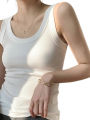 Women Square Collar Wide Straps Fitness  Knitted Tank Top Camisole Solid Color Breathable Cool Vest Summer Trend Tops Female. 