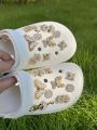 18pcs Fashionable Gold Tone Rhinestone Bear Shoe Boot Accessories Suitable For Clogs, Garden Shoes, Beach Shoes, DIY Detachable.