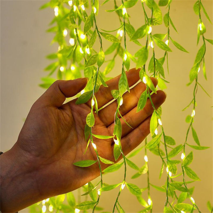 Battery Artificial Leaf Willow Vines LED Lights String Garland Flower