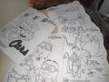 Pack of 4 mix cartoons characters for childrens black and white. 