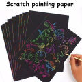 20pcs 16/32K Black Scratch Paper DIY Creative Painting Scraping Paper with Bamboo Stick Colorful Drawing Paper Art Painting Kit. 