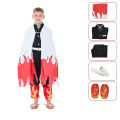 Kids Demon Slayer Corps Kimetsu No Yaiba Cosplay Costume - Kamado Tanjirou Uniform with Anime Cloak Agatsuma Zenitsu Dress-Up Ou. 