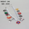 Marvel Avengers Movie Bracelet Captain America Shield Thor Hammer Iron Man Deadpool Metal Enamel Pendant for Men Women. 