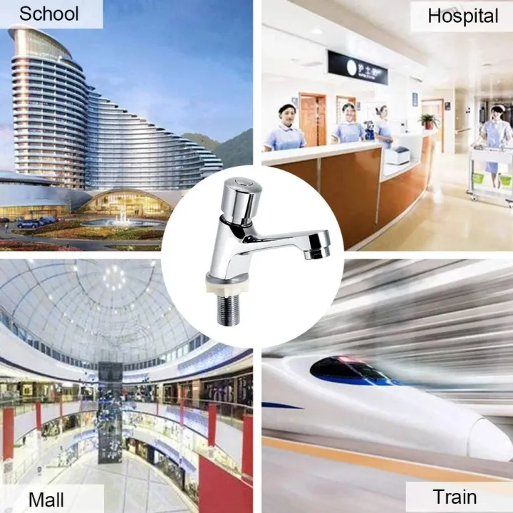Public%20Ktchen%20Bathroom%20Time%20Delay%20Faucet%20Chrome%20Plated%20Self%20Closing%20Water%20Saving%20Faucets%20Basin%20Sink%20Taps%20Bathroom%20Faucet%20-%20Image%203