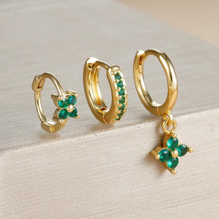 3PCS%20New%20Design%20Multicolor%20Crystal%20Hoop%20Earrings%20Set%20For%20Women%20Zircon%2018K%20Gold%20Plated%20Circle%20Huggie%20Earring%20Piercing%20Jewelry%20-%20Image%206