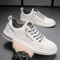 Men Casual Shoes Breathable White Sneakers Fashion Driving Walking Tennis Shoes for Male Skate Flats. 