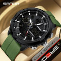 SANDA 9053 G Style Men's Electronic Watch With Dual Displays Waterproof Night Light LED Men's Electronic Digital Watch. 