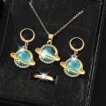 CHINA IMPORTED Necklace Jewelry Women's New Ball Necklace Earrings Ring New Titanium Alloy suit All-match High-end Clavicle Chain Accessories.
