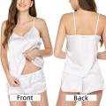 Women Sexy Ice Silky Pajamas Nightclothes Sleepwear Camisole And Shorts White Black Gray L XL XXL Comfortable Casual Summer.