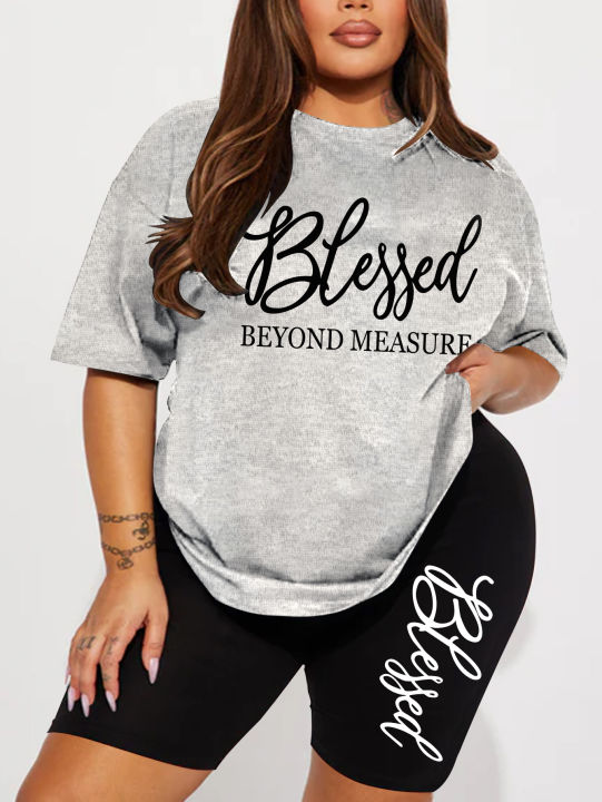 Plus%20size%20sets%20for%20women%20Summer%202%20pieces%20Blessed%20printed%20offers%20and%20liquidation%20everything%20cheap%20elegant%20women's%20sets%20Short%20sets%20-%20Image%207