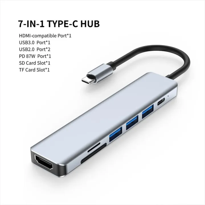 7%20In%201%20Type%20C%20Usb%20Hub%20Seven%20In%20One%20Type%20C%204k%2030hz%20Usb%20Splitter%20Supports%20All%20Type%20C%20Channel%20Computers%20To%20Usb%20Compatible%20With%20Hdmi%20-%20Image%202
