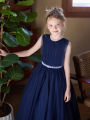 Tween Girl Elegant Romantic Royal Blue Dress Long Dress Wedding Flower Girl Pongsa Dress Birthday Party Piano Performance. 