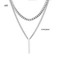 Men 3D Spiral Rectangle Cool Vertical Pendant Necklace with Neck Chain  for Men Women. 